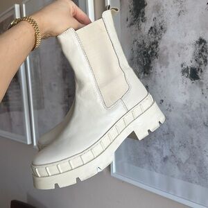 Steve Madden white ankle boots